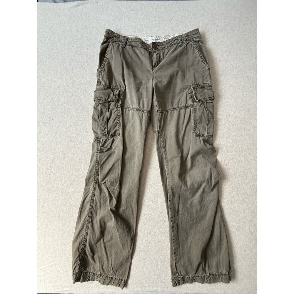 Banana Republic Womens Cargo Pants Olive Green Wide Leg Utility Pockets Size 6